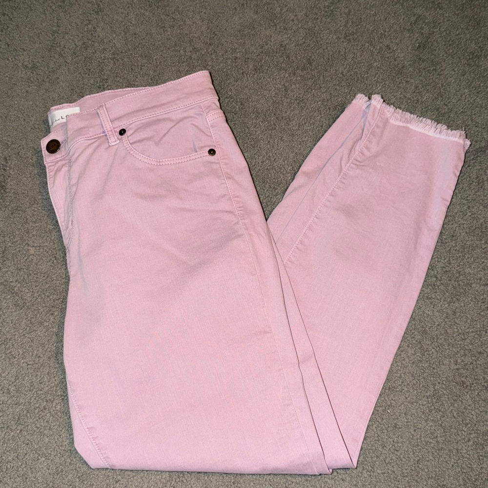 Loft Skinny Ankle Jeans with frayed hem in lilac 10